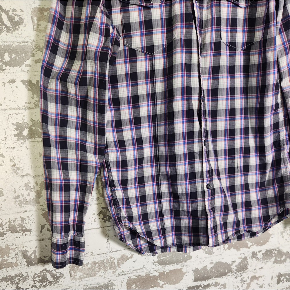 Banana Republic Slim Fit Plaid Long Sleeve Button Down Shirt Men's Medium Purple - Picture 4 of 16